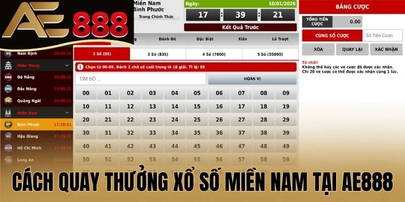 Cách quay thưởng xổ số miền Nam tại AE888