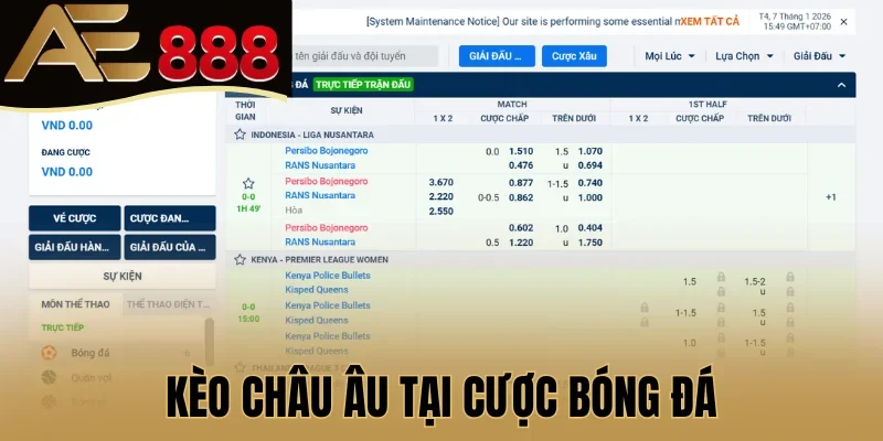 Kèo châu Âu tại cược bóng đá