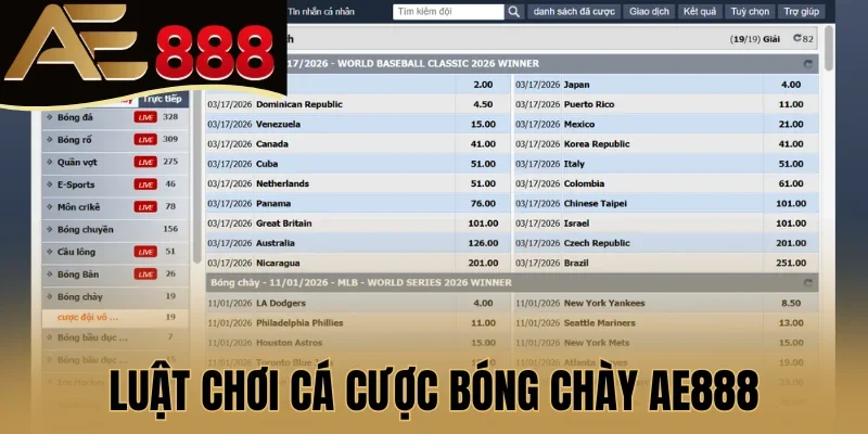 Luật chơi cá cược bóng chày AE888 