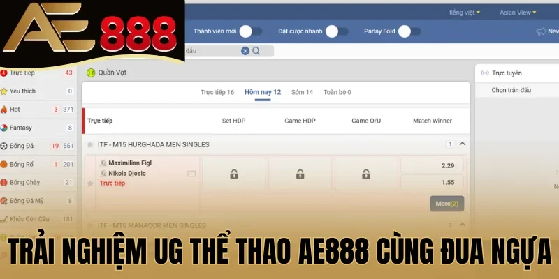 Trải nghiệm UG thể thao AE888 cùng đua ngựa